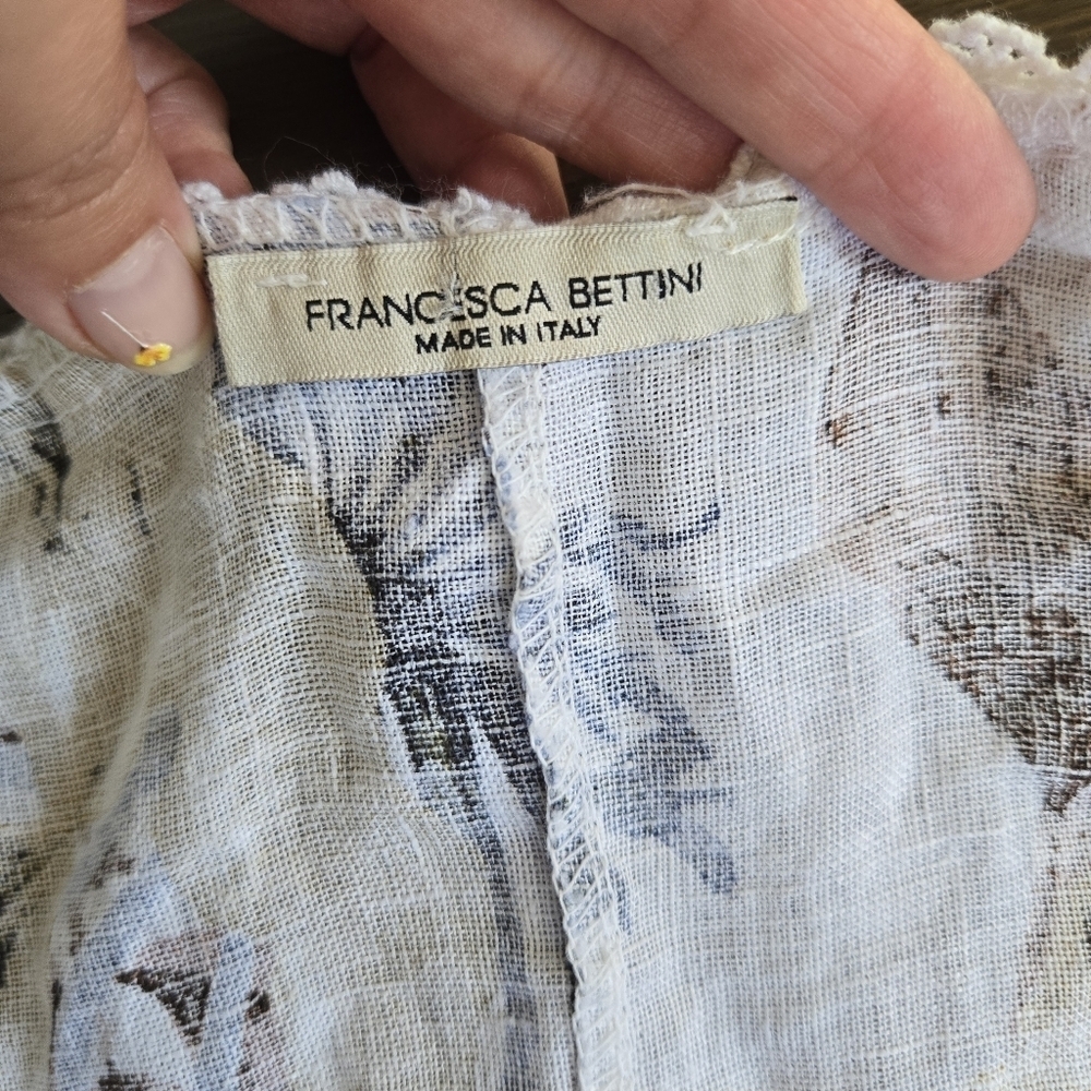 Francesca Bettini 100% linen tropical open front swim cover cardigan kimono OS - Picture 5 of 11
